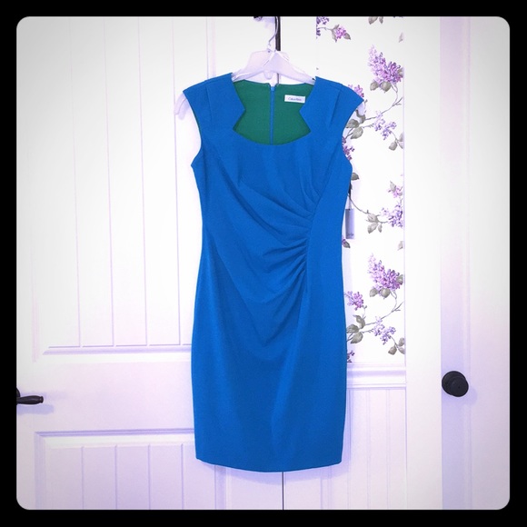 Calvin Klein Dresses & Skirts - NWT Cerulean (Teal) Blue Calvin Klein Sheath Dress